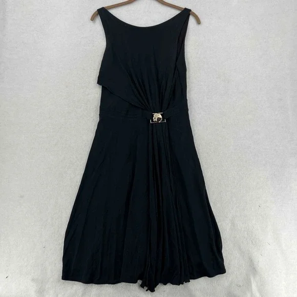 Versace Collection Women's Gold Belted Dress Black Sleeveless Size -42